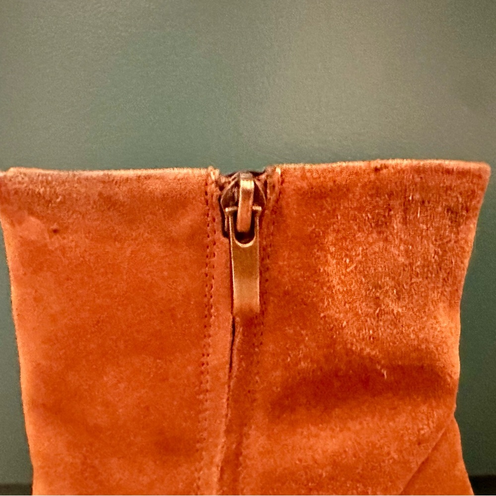 Suede Cognac Franco Sarto Heeled Boots - Picture 2 of 4
